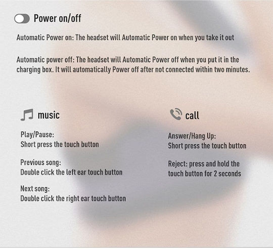 Joyroom JR-TL10 In-ear Bluetooth Handsfree Ακουστικά με Θήκη Φόρτισης Λευκά