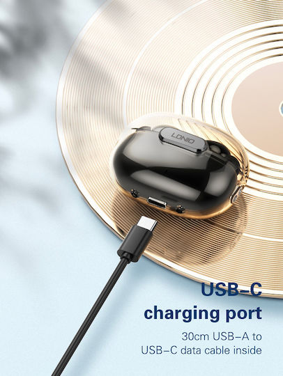 Ldnio T02 Earbud Bluetooth Handsfree Ακουστικά με Θήκη Φόρτισης Μαύρα