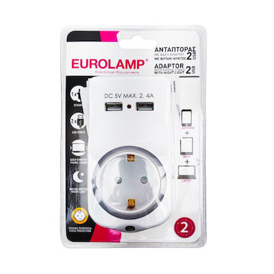 Eurolamp Φορτιστής Χωρίς Καλώδιο με 2 Θύρες USB-A Λευκός (147-09003)