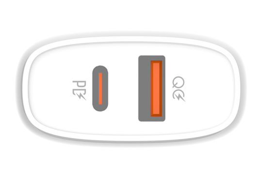 Ldnio Charger with USB-A Port and USB-C Port and Cable USB-C - USB-C 20W Power Delivery Whites (Q229)