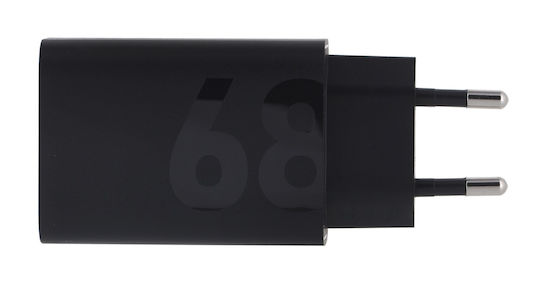 Motorola Φορτιστής GaN με Θύρα USB-C και Καλώδιο USB-C - USB-C 68W Μαύρος (TurboPower)