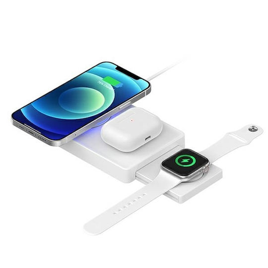 4Smarts Kabelloses Ladegerät (Qi Pad) mit USB-C Anschluss 20W Weißς (Ultimag Trident)