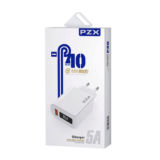 с USB-A порт и кабел Lightning Quick Charge 5.0 Бял (PZX P40)