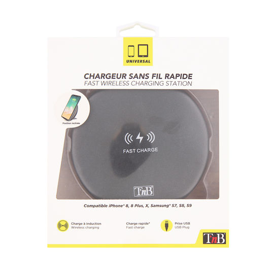 T'nB Kabelloses Ladegerät (Qi Pad) und Kabel Micro-USB 10W Schwarzs (CHW10)