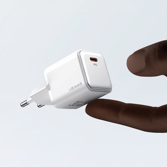 Usams Φορτιστής Χωρίς Καλώδιο με Θύρα USB-C 30W Power Delivery Μωβ (CC186)