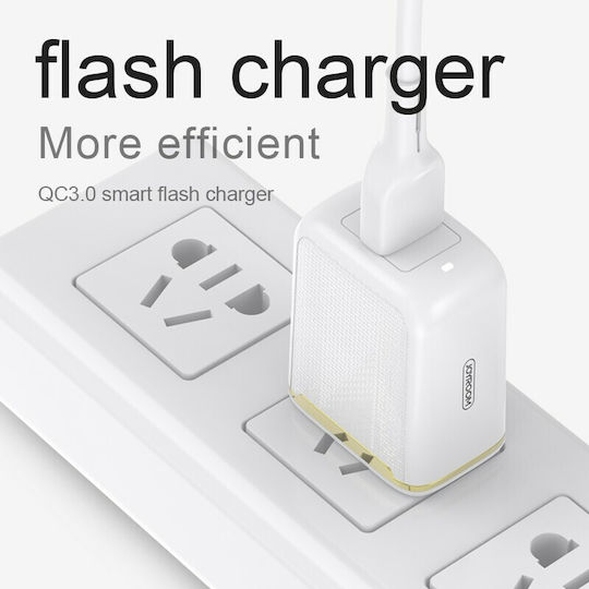 Joyroom Φορτιστής Χωρίς Καλώδιο με Θύρα USB-A 18W Quick Charge 3.0 Λευκός (Yida)