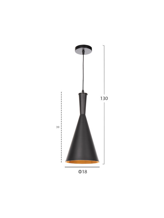 HomeMarkt Pendant Light Black Bell 18x130cm