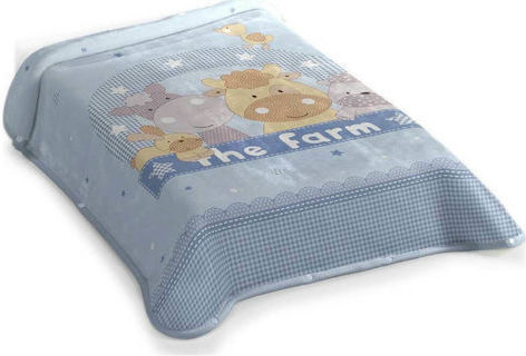 Belpla Одеяло Испания Детски пелени за пелени Farm 664 Велур Синьо Sky Blue 80x110см.