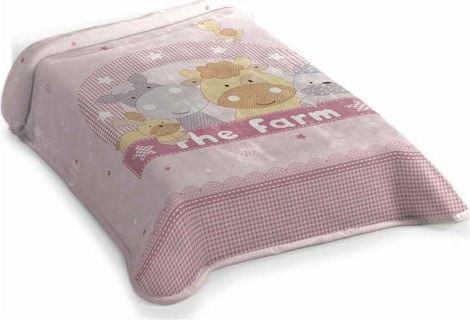 Belpla Одеяло Испания Детски пелени за пелени Farm 664 Велур Синьо Sky Blue 80x110см.