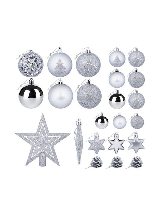 Weihnachtshänger Kugel Ornament Plastik Silber Set 100Stück