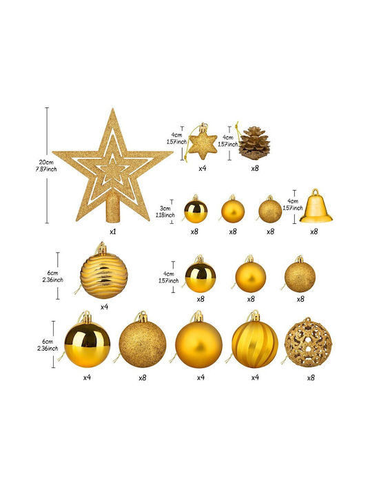 Ornament suspendat Glob Plastic Auriu Set 101buc