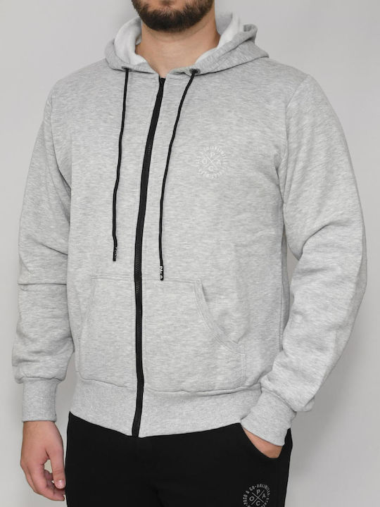 Paco & Co Herren Sweatshirt Jacke mit Kapuze und Taschen Light Grey