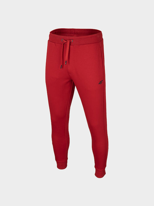 4F Men's Sweatpants with Rubber Red