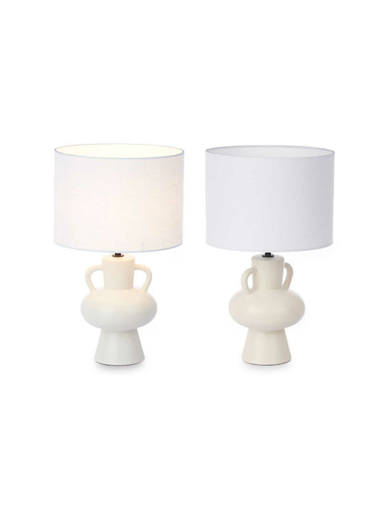 Gift Decor Ceramic Table Lamp for Socket E14 with White Shade and Base 4pcs