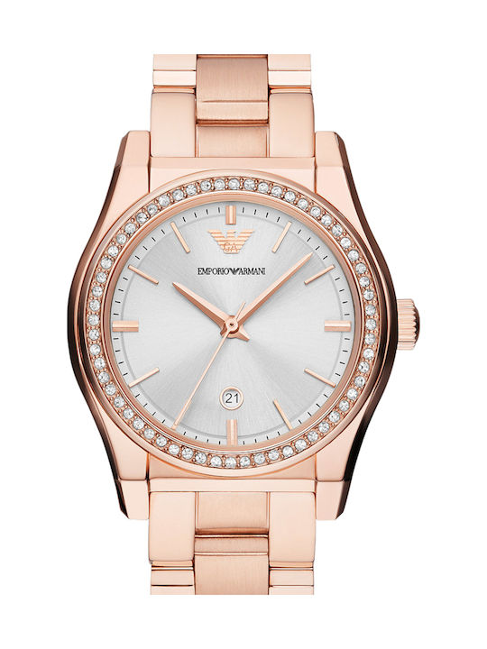 Emporio Armani Damen Uhr mit Rose Gold Metallarmband