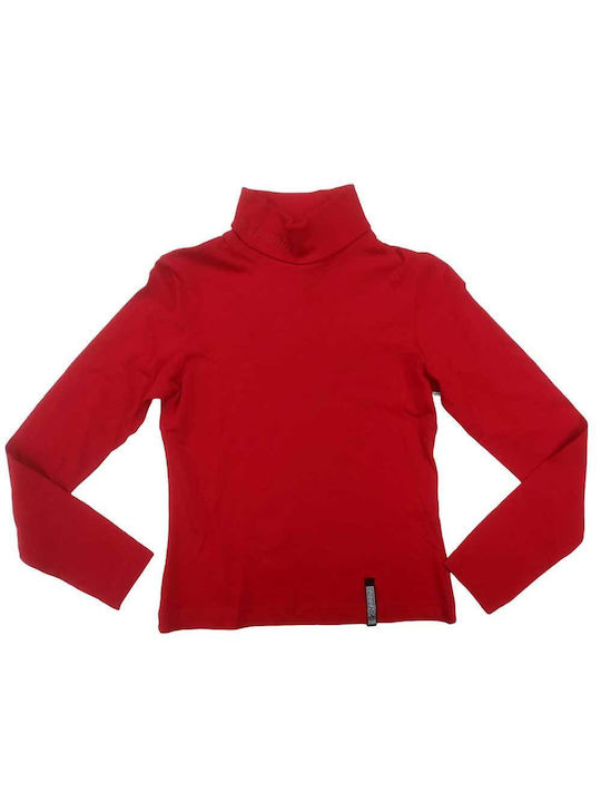 Zembla Women's Blouse Cotton Long Sleeve Turtleneck Red