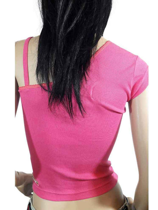 Zembla Women's Summer Crop Top with One Shoulder FUXIA SL-34266/FUX/XS