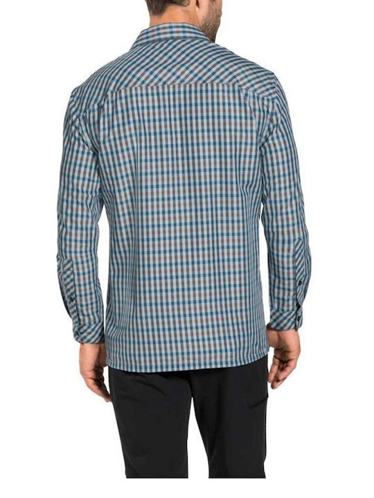 Vaude Albsteig Men's Checked Shirt with Long Sleeves Baltic Sea