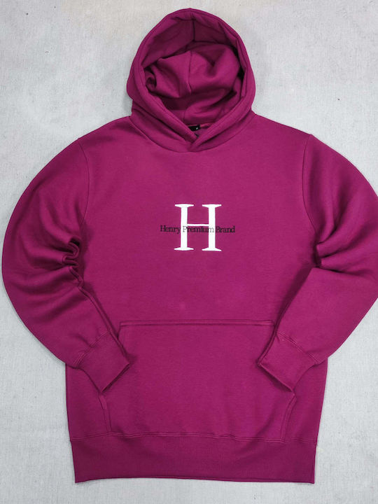 Henry Clothing Ανδρικό Φούτερ με Κουκούλα magenta