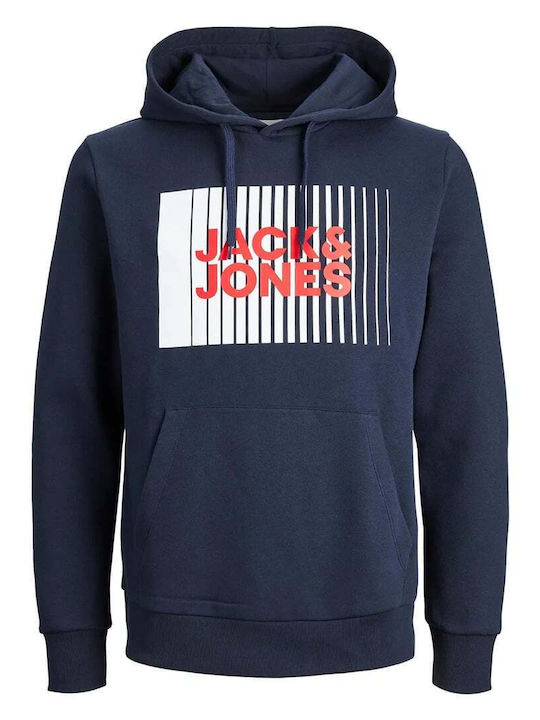 Jack & Jones Logo Sweat Men's Sweatshirt with Hood Navy Blazer