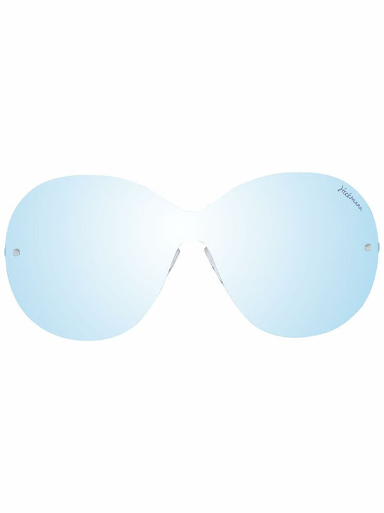 Ana Hickmann Women's Sunglasses with Silver Metal Frame and Light Blue Mirror Lens