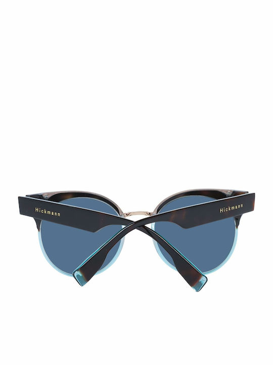 Women's Sunglasses with Brown Tartaruga Plastic Frame and Blue Lens