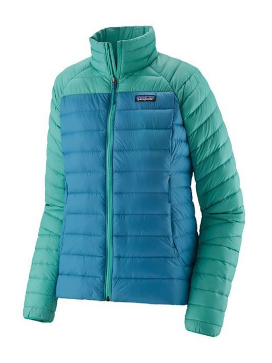 Women's Short Puffer Jacket for Winter Blue