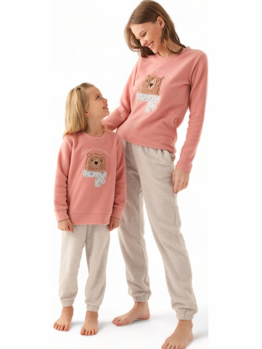 Arnetta Pijama pentru copii De iarnă Fleece Roz