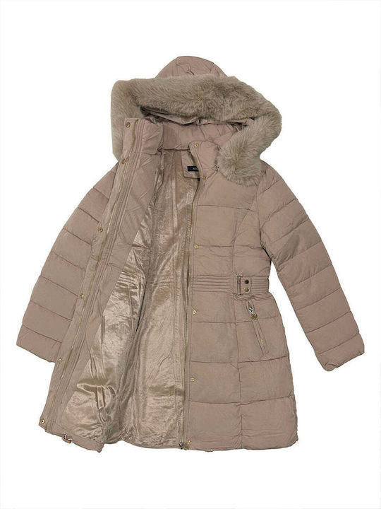 Lang Damen Puffer Jacke für Winter Beige