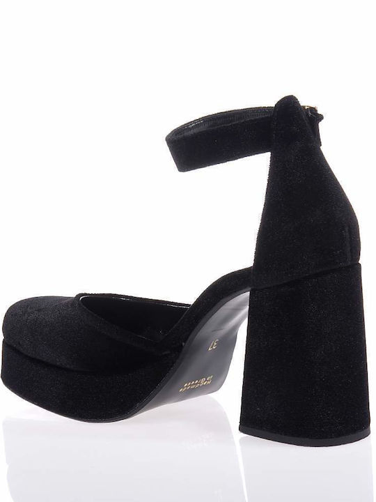 Beatris Black Heels with Strap