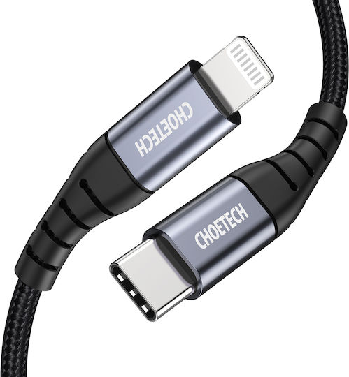 Choetech Плетена USB-C към Lightning кабел Черно 3м (CH.IP0042)