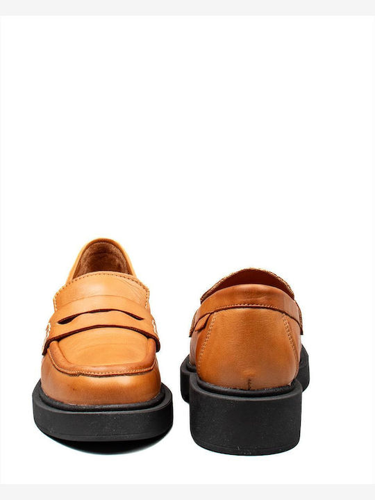 Leather Women's Loafers in Brown Color