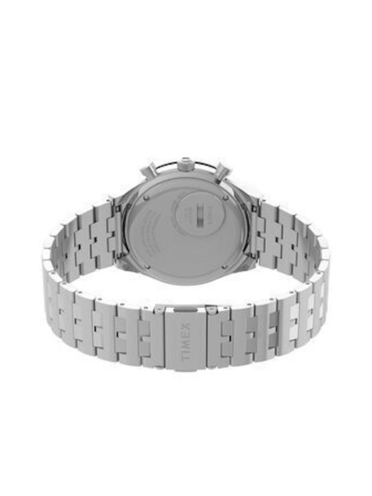 Timex Men's Watch 40mm Chronograph Battery with Silver Metal Bracelet