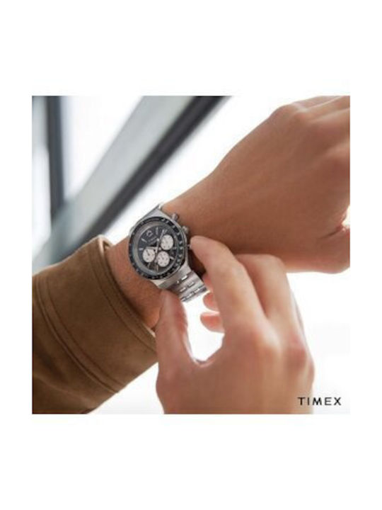Timex Men's Watch 40mm Chronograph Battery with Silver Metal Bracelet