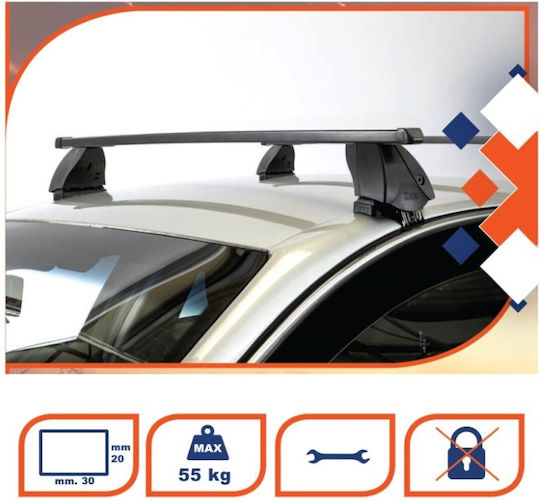 K39 Μπάρες Οροφής Μεταλλικές Bsm112-k24 112εκ. για Seat Marbella 3D (Σετ με πόδια) Ασημί