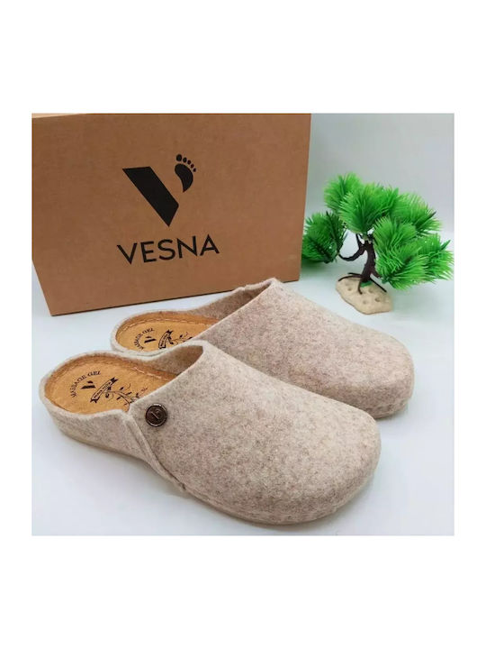 Vesna Anatomical Women's Slippers in Beige color