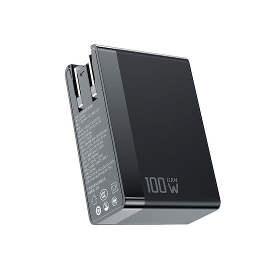 Mcdodo Charger Without Cable GaN with USB-A Port and 2 USB-C Ports 100W Power Delivery Blacks (Gan)
