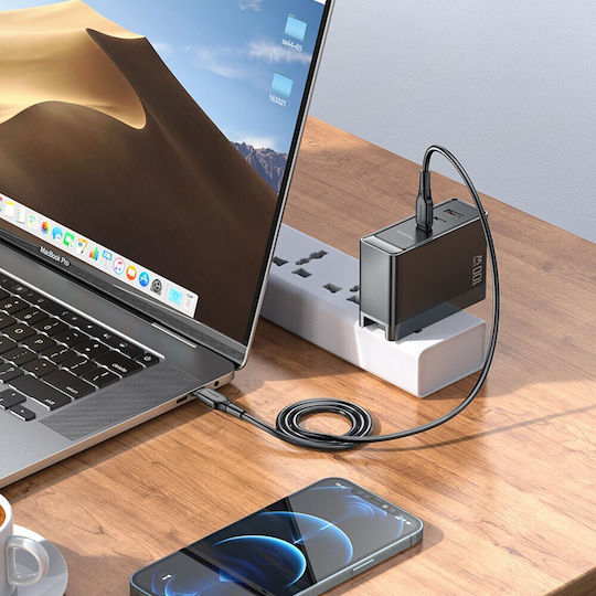 Mcdodo Charger Without Cable GaN with USB-A Port and 2 USB-C Ports 100W Power Delivery Blacks (Gan)