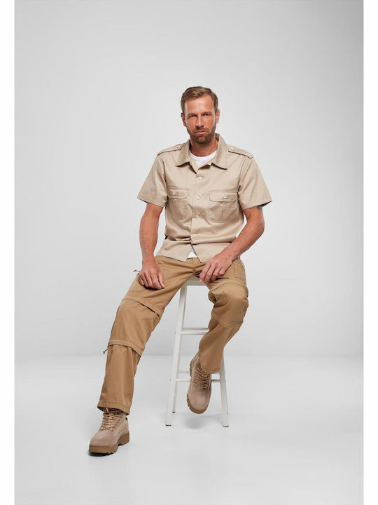 Κοντομάνικο Πουκάμισο σε Κανονική Γραμμή Beige
