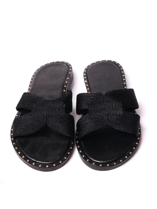 Malesa Women's Flat Sandals in Black Color