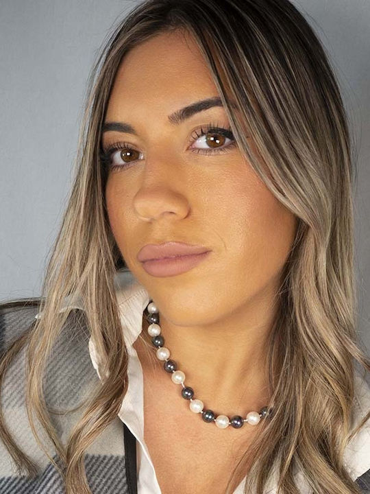 Theodora's Jewellery Κολιέ από Ασήμι με Πέρλες White
