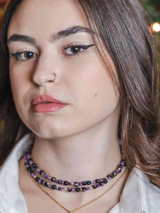 Cuoro Κολιέ Μωβ