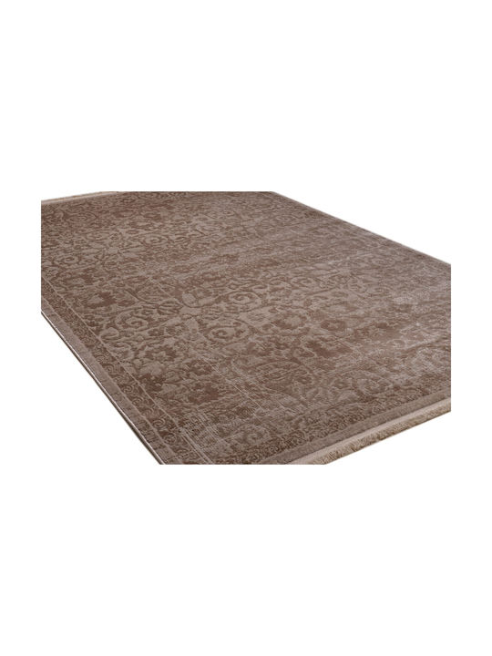 Klonaras Oska Teppich Rund mit Fransen Dark Beige