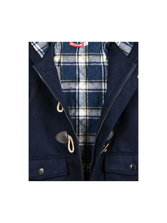 Kids Coat Montgomery Long with Lining & Hood Navy Blue