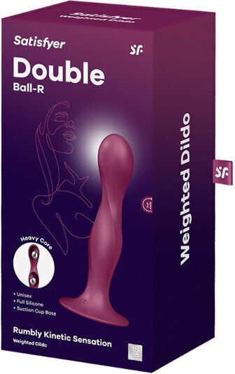 Satisfyer Double Ball-r Dildo mit Hoden und Saugnapf Rot 18cm