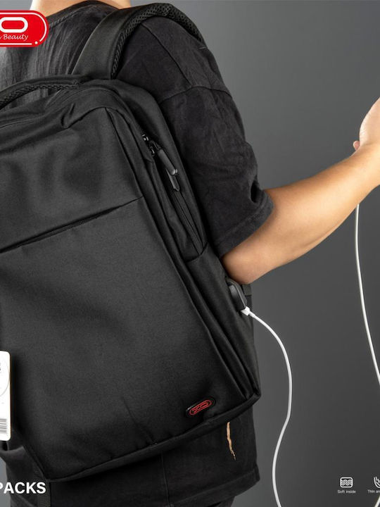XO Αδιάβροχη Τσάντα Πλάτης για Laptop 15.6" με Θύρα USB σε Μαύρο χρώμα 16.001.0102
