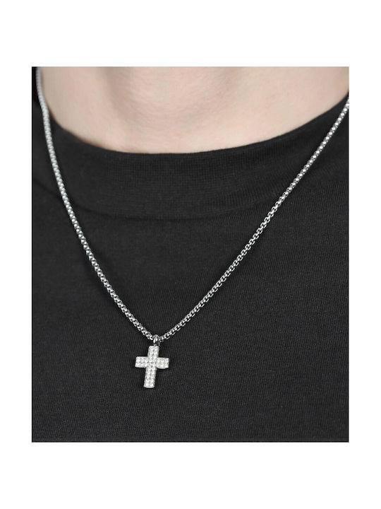 Luca Barra Men's Cross from Steel with Chain