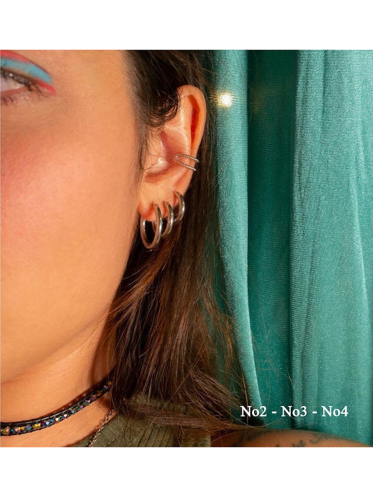 Jt Set Of 3 Pairs Of Silver Steel Hoops