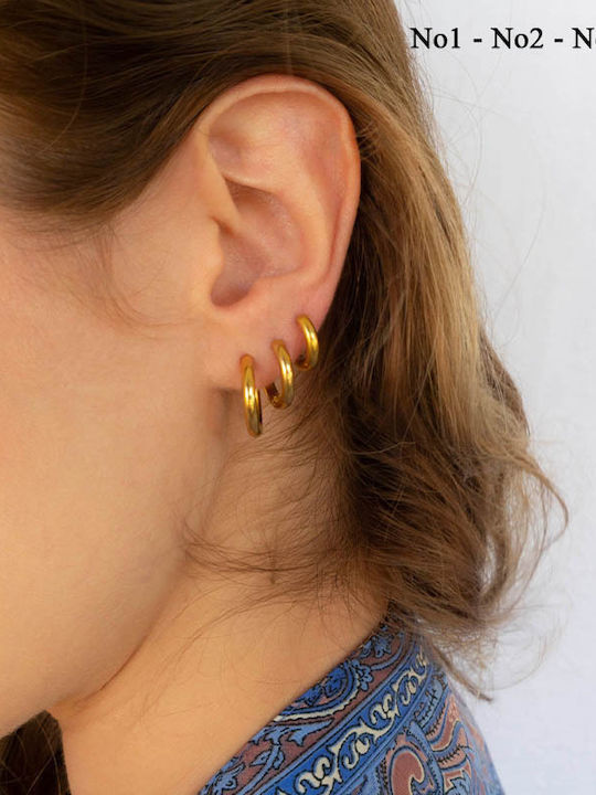Theodora's Jewellery Σετ Σκουλαρίκια Κρίκοι από Ασήμι Επιχρυσωμένα
