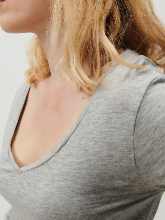 Damen Bluse Langärmelig grey